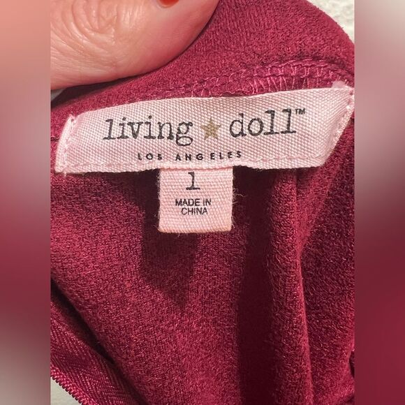 Living doll faux wrap mini skirt 🔥 burgundy red 🔥 large - Picture 4 of 5